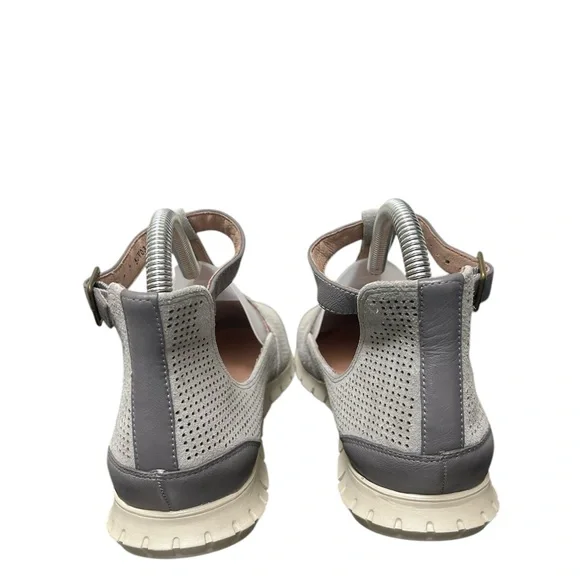 SUNDANCE Gray‎ Ankle Strap Perforated Flats T Strap 37 - Picture 5 of 6